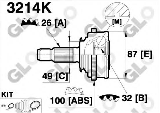 CV joint outer 3214K (GLO)